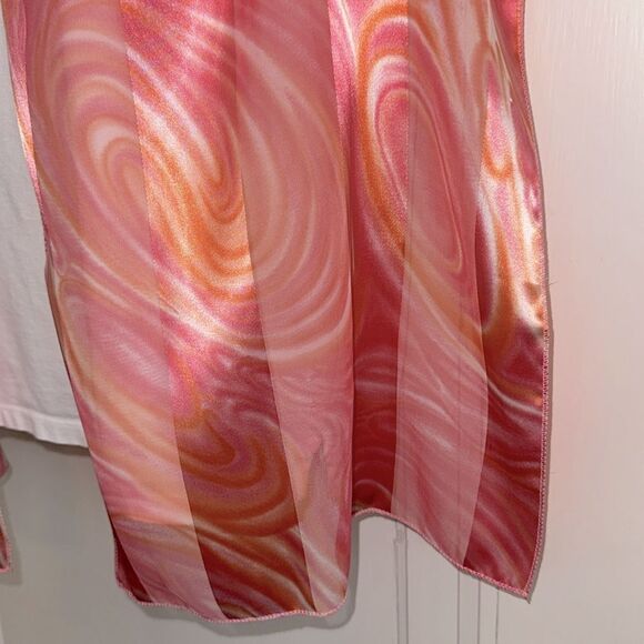 Vintage Pink and Orange Swirl Pattern Long Polyester Scarf - Picture 3 of 6